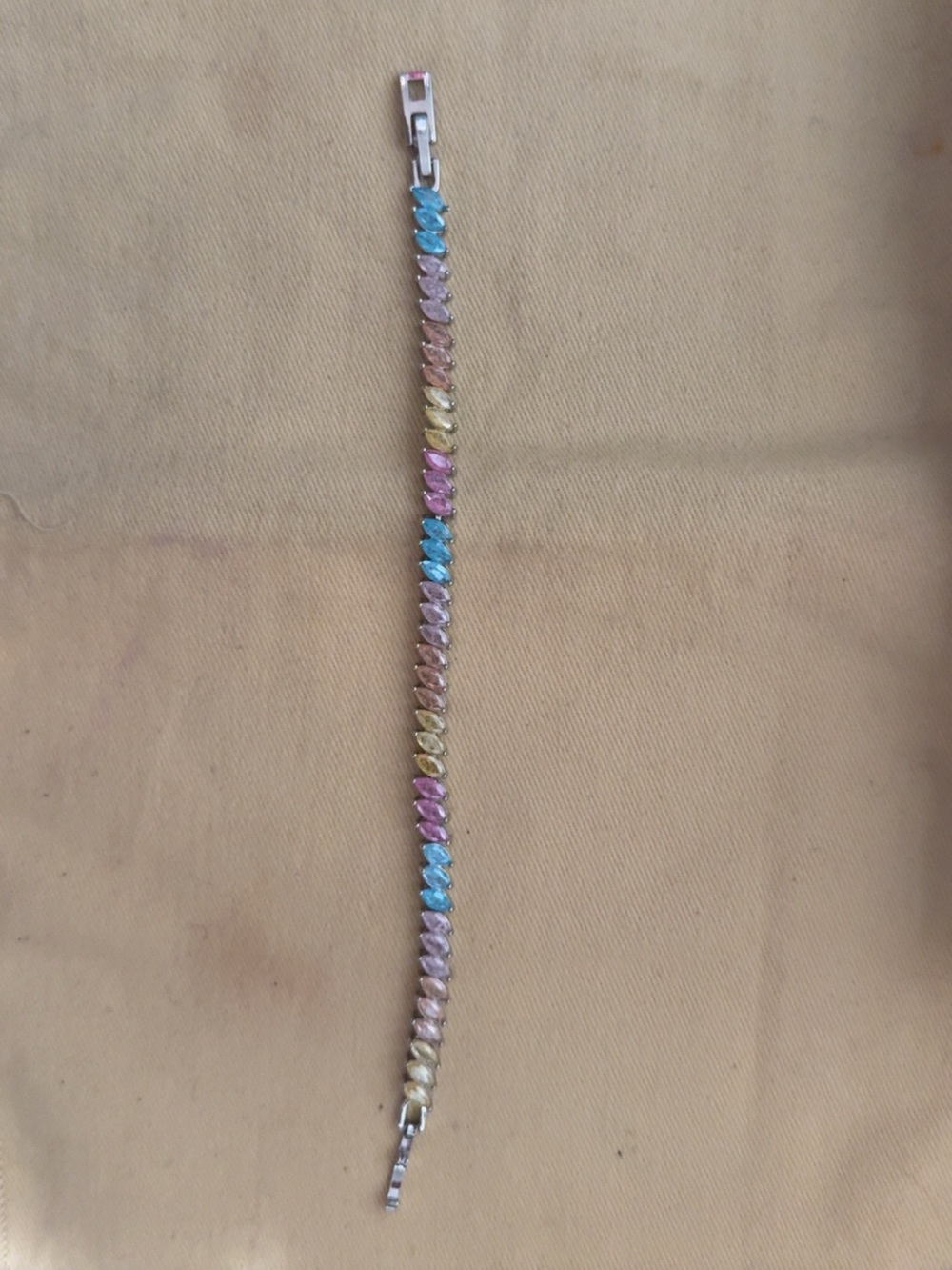 Multicolor Crystal Link Bracelet - Pastel Stones